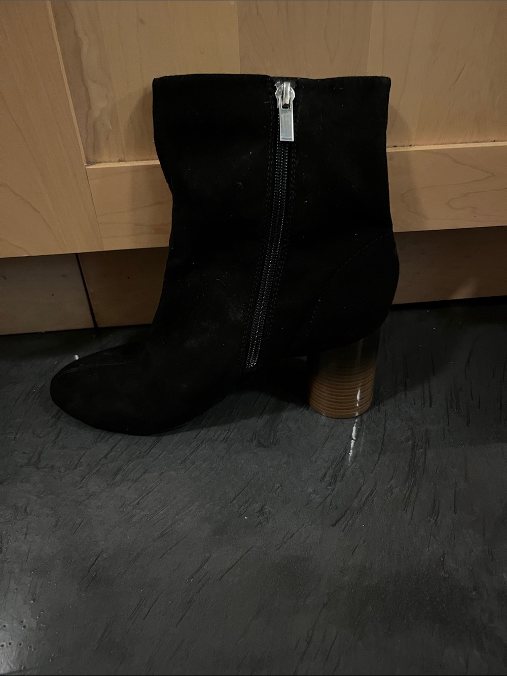 Two Black Suede Women's Ankle Boot with Block Heel ( name your price)